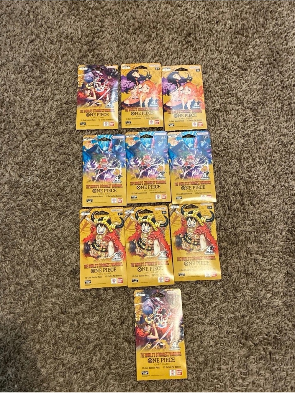 ONE PIECE Trading Card Game Gold Booster Pack - Yellow set of 10